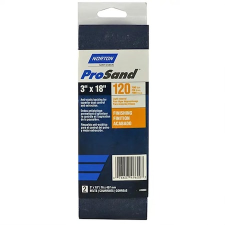 Norton Co 3" x 18" ProSand BlueFire Portable Sanding Belt 120-Grit, PK 2 02229